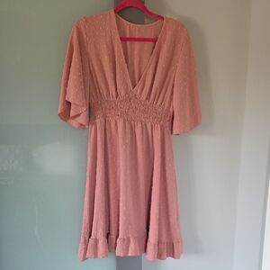 Shein Size L V-neck Dress With Bell Sleeves